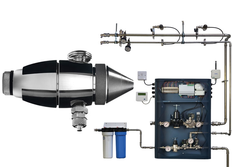 Humidificador spray JetSpray de aire comprimido y agua